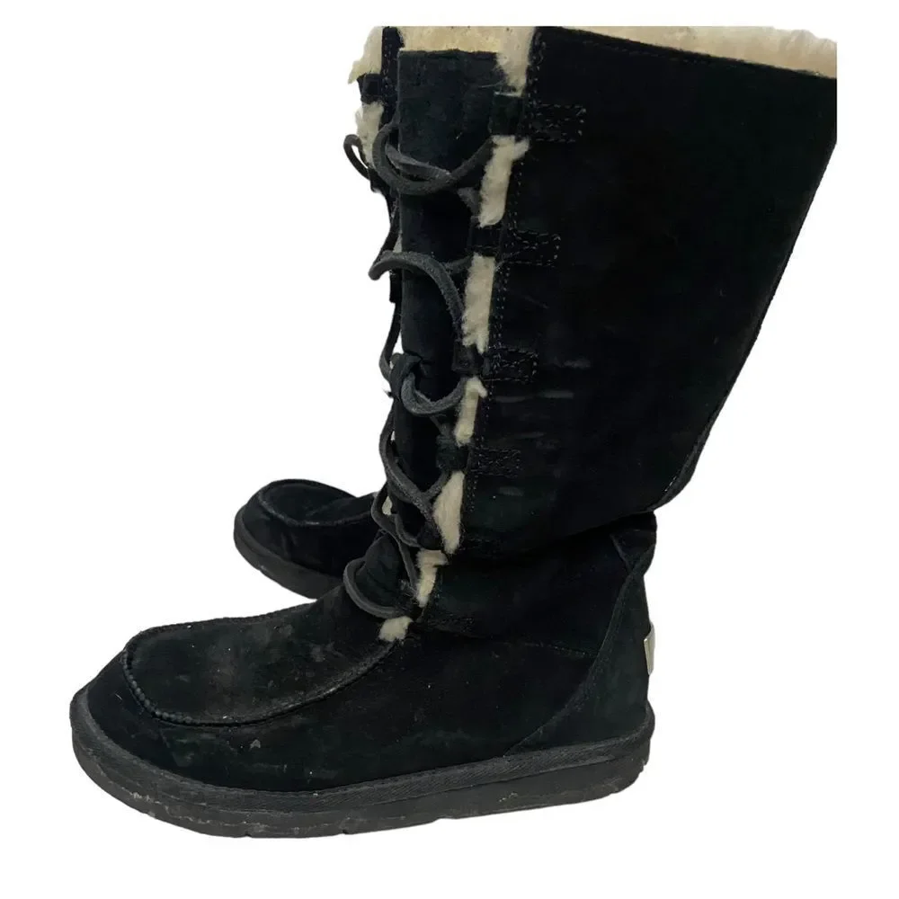 Ugg Australia Black Tall Fur Lined Winter Boots